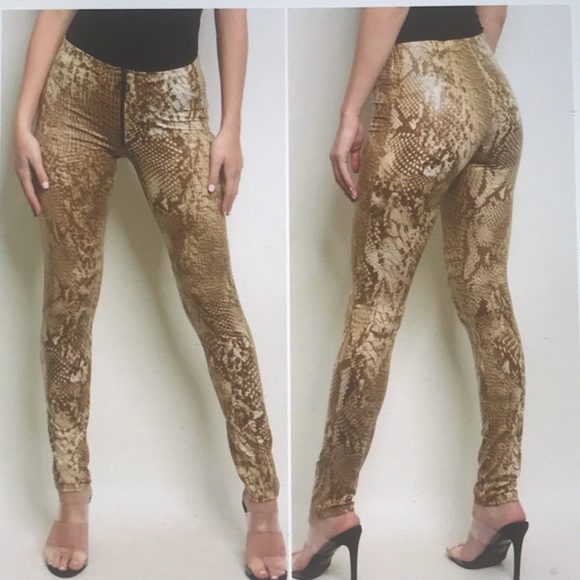 Snake Print Leggings / Mocha NWT - Picture 2 of 8